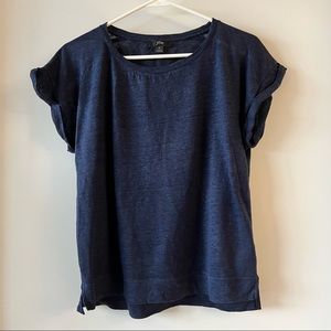 J. Crew 100% Linen T-shirt in Navy
